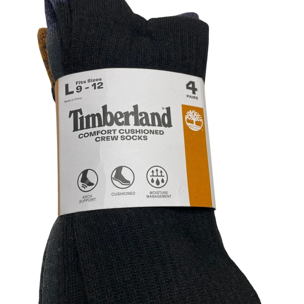 Timberland Mens 7 Pair Socks Bundle Fully Cushioned Boot & Crew Socks 9-12 NWT